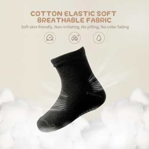 Aroveea Toddler Socks Non Slip Grip Cute Cotton Baby Socks 12 Pack for Toddler Boys Girls Kids - 4