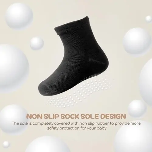 Aroveea Toddler Socks Non Slip Grip Cute Cotton Baby Socks 12 Pack for Toddler Boys Girls Kids - 5