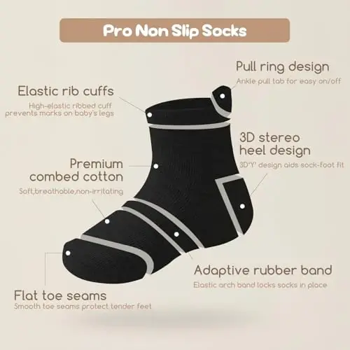 Aroveea Toddler Socks Non Slip Grip Cute Cotton Baby Socks 12 Pack for Toddler Boys Girls Kids - 3