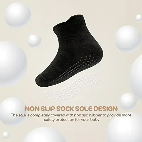 Aroveea Toddler Socks Non Slip Grip Cute Cotton Baby Socks 12 Pack for Toddler Boys Girls Kids - 4