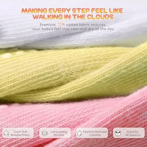 Aroveea Baby Toddler Socks Grip Non Slip Boys Girls Cotton 12 Pack for Kids Ankle Cute Socks 6M-7Years - 4