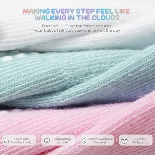 Aroveea Baby Toddler Socks Grip Non Slip Boys Girls Cotton 12 Pack for Kids Ankle Cute Socks 6M-7Years - 4