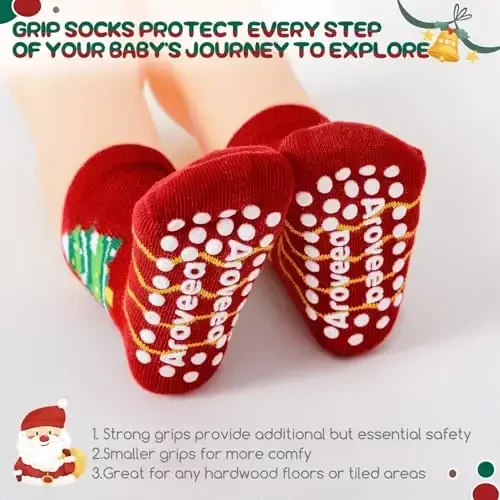 Aroveea Baby Toddler Socks Grip Non Slip Boys Girls Cotton 12 Pack for Kids Ankle Cute Socks 6M-7Years - 3