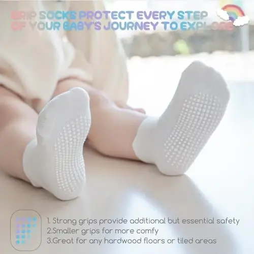 Aroveea Baby Toddler Socks Grip Non Slip Boys Girls Cotton 12 Pack for Kids Ankle Cute Socks 6M-7Years - 3