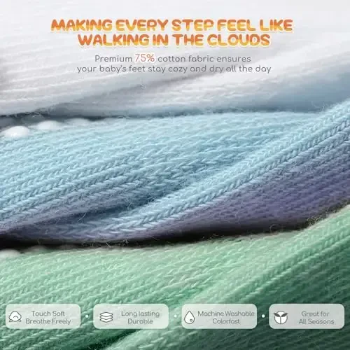 Aroveea Baby Toddler Socks Grip Non Slip Boys Girls Cotton 12 Pack for Kids Ankle Cute Socks 6M-7Years - 4