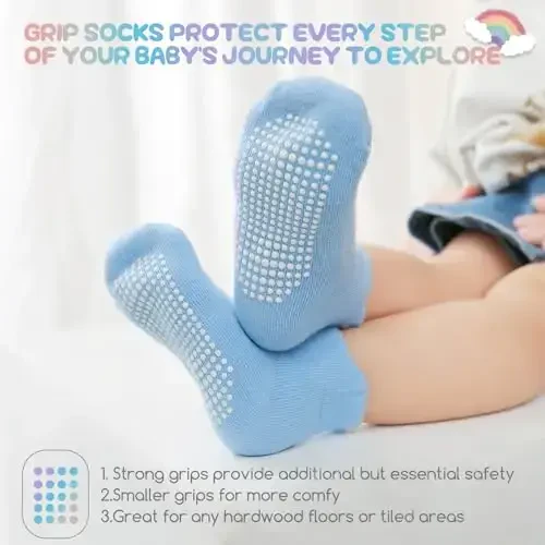 Aroveea Baby Toddler Socks Grip Non Slip Boys Girls Cotton 12 Pack for Kids Ankle Cute Socks 6M-7Years - 3
