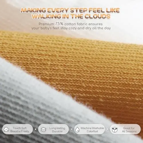 Aroveea Baby Toddler Socks Grip Non Slip Boys Girls Cotton 12 Pack for Kids Ankle Cute Socks 6M-7Years - 4