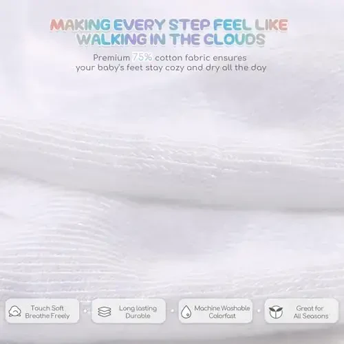 Aroveea Baby Toddler Socks Grip Non Slip Boys Girls Cotton 12 Pack for Kids Ankle Cute Socks 6M-7Years - 4