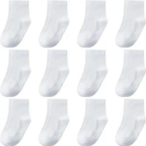 Aroveea Baby Toddler Socks Grip Non Slip Boys Girls Cotton 12 Pack for Kids Ankle Cute Socks 6M-7Years - 1