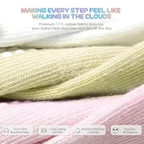 Aroveea Baby Toddler Socks Grip Non Slip Boys Girls Cotton 12 Pack for Kids Ankle Cute Socks 6M-7Years - 4
