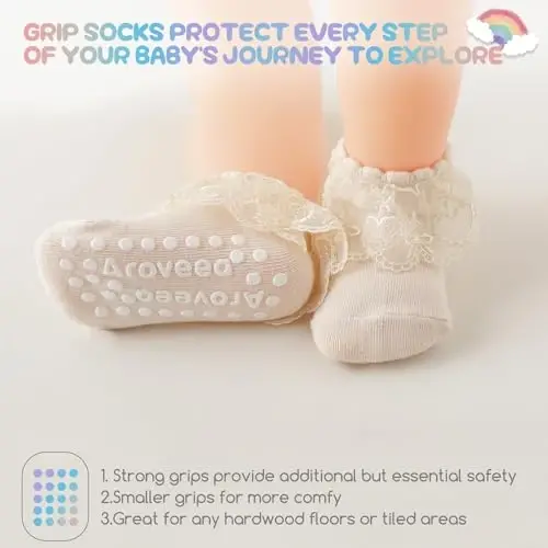 Aroveea Baby Toddler Socks Grip Non Slip Boys Girls Cotton 12 Pack for Kids Ankle Cute Socks 6M-7Years - 3