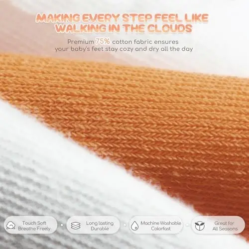 Aroveea Baby Toddler Socks Grip Non Slip Boys Girls Cotton 12 Pack for Kids Ankle Cute Socks 6M-7Years - 4