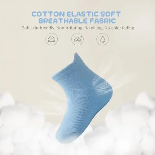 Aroveea Non Slip Grip Ankle Baby Socks 12 Pack for Toddler Boys and Girls Kids,Infant Cute Cotton Baby Socks - 3