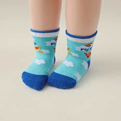 Aroveea Non Slip Grip Ankle Baby Socks 12 Pack for Toddler Boys and Girls Kids,Infant Cute Cotton Baby Socks - 6