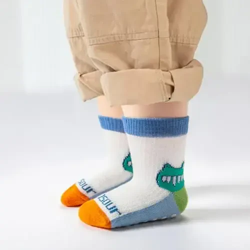 Aroveea Non Slip Grip Ankle Baby Socks 12 Pack for Toddler Boys and Girls Kids,Infant Cute Cotton Baby Socks - 5