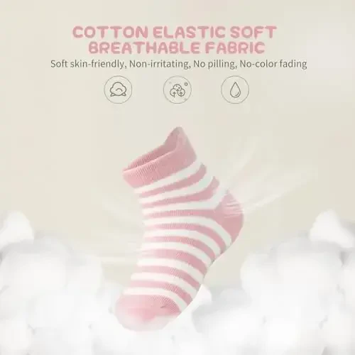 Aroveea Non Slip Grip Ankle Baby Socks 12 Pack for Toddler Boys and Girls Kids,Infant Cute Cotton Baby Socks - 2