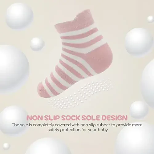 Aroveea Non Slip Grip Ankle Baby Socks 12 Pack for Toddler Boys and Girls Kids,Infant Cute Cotton Baby Socks - 4