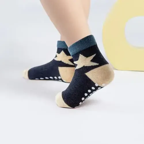 Aroveea Non Slip Grip Ankle Baby Socks 12 Pack for Toddler Boys and Girls Kids,Infant Cute Cotton Baby Socks - 5