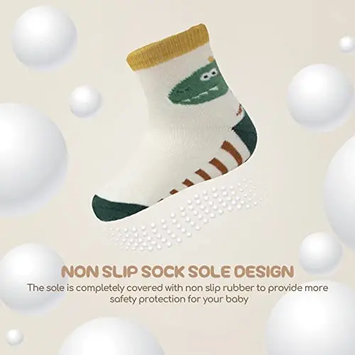 Aroveea Non Slip Grip Ankle Baby Socks 12 Pack for Toddler Boys and Girls Kids,Infant Cute Cotton Baby Socks - 4