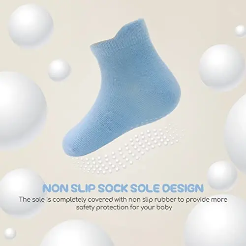Aroveea Non Slip Grip Ankle Baby Socks 12 Pack for Toddler Boys and Girls Kids,Infant Cute Cotton Baby Socks - 4