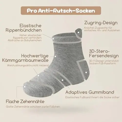 Aroveea Non Slip Grip Ankle Baby Socks 12 Pack for Toddler Boys and Girls Kids,Infant Cute Cotton Baby Socks - 6