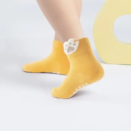 Aroveea Non Slip Grip Ankle Baby Socks 12 Pack for Toddler Boys and Girls Kids,Infant Cute Cotton Baby Socks - 5