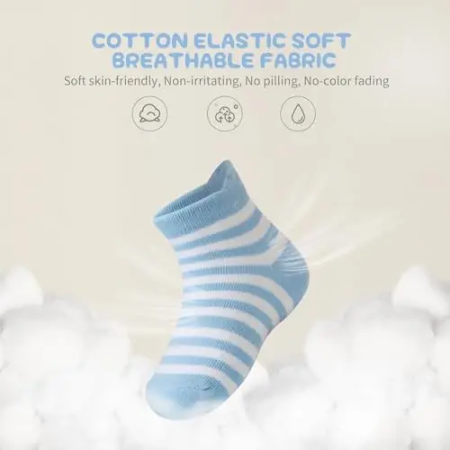 Aroveea Non Slip Grip Ankle Baby Socks 12 Pack for Toddler Boys and Girls Kids,Infant Cute Cotton Baby Socks - 2