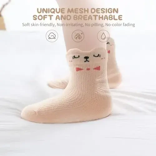 Aroveea Non Slip Grip Ankle Baby Socks 12 Pack for Toddler Boys and Girls Kids,Infant Cute Cotton Baby Socks - MODAZONE (1)