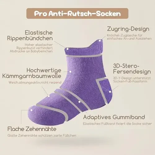 Aroveea Non Slip Grip Ankle Baby Socks 12 Pack for Toddler Boys and Girls Kids,Infant Cute Cotton Baby Socks - 6