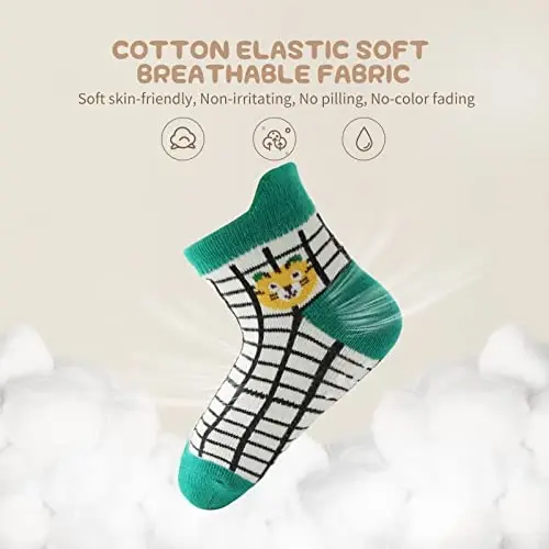 Aroveea Non Slip Grip Ankle Baby Socks 12 Pack for Toddler Boys and Girls Kids,Infant Cute Cotton Baby Socks - 2