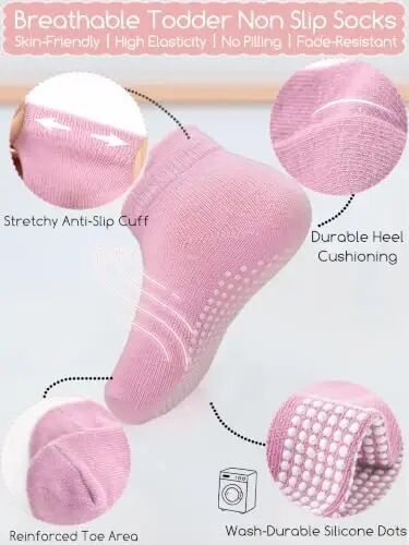 Aroveea Non Slip Grip Ankle Baby Socks 12 Pack for Toddler Boys and Girls Kids,Infant Cute Cotton Baby Socks 