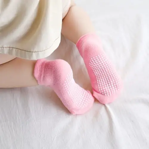 Aroveea Non Slip Grip Ankle Baby Socks 12 Pack for Toddler Boys and Girls Kids,Infant Cute Cotton Baby Socks - 2
