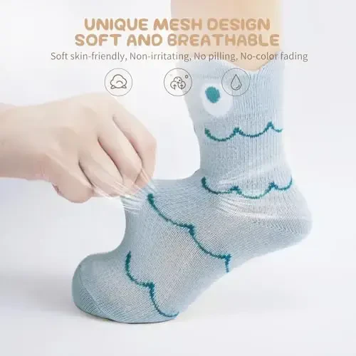 Aroveea Non Slip Grip Ankle Baby Socks 12 Pack for Toddler Boys and Girls Kids,Infant Cute Cotton Baby Socks - AROVEEA (1)