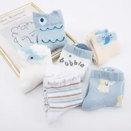 Aroveea Non Slip Grip Ankle Baby Socks 12 Pack for Toddler Boys and Girls Kids,Infant Cute Cotton Baby Socks - 6