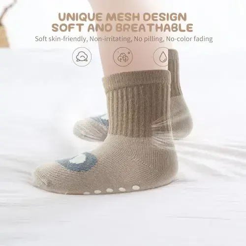 Aroveea Non Slip Grip Ankle Baby Socks 12 Pack for Toddler Boys and Girls Kids,Infant Cute Cotton Baby Socks - MODAZONE (1)