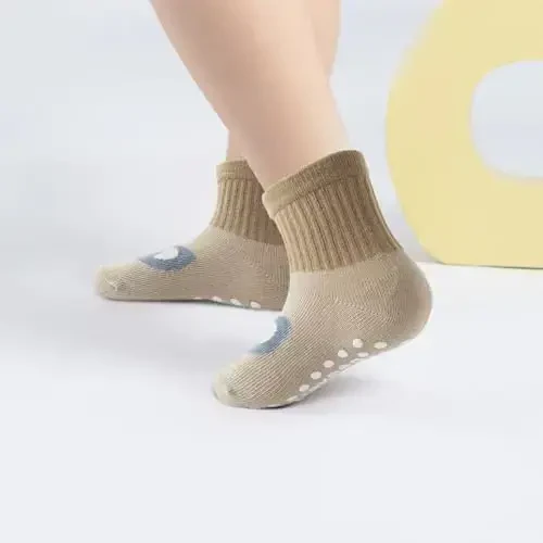 Aroveea Non Slip Grip Ankle Baby Socks 12 Pack for Toddler Boys and Girls Kids,Infant Cute Cotton Baby Socks - 5