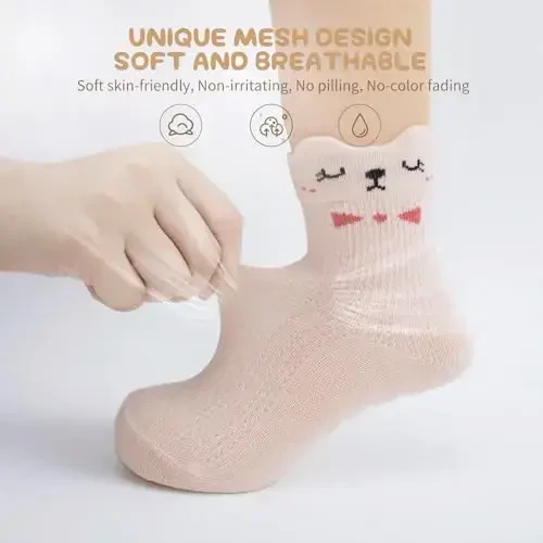 Aroveea Non Slip Grip Ankle Baby Socks 12 Pack for Toddler Boys and Girls Kids,Infant Cute Cotton Baby Socks - 4