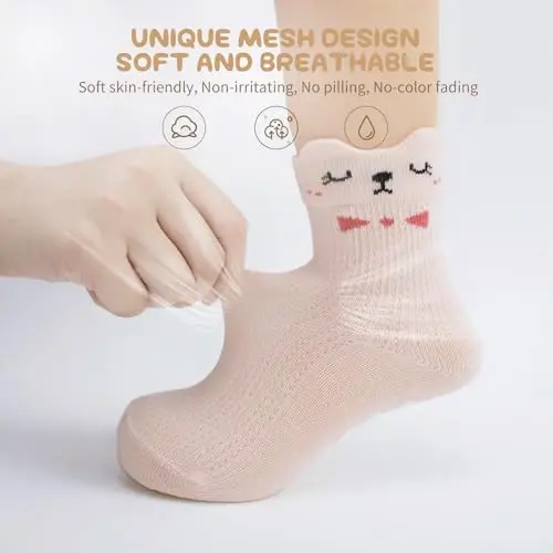 Aroveea Non Slip Grip Ankle Baby Socks 12 Pack for Toddler Boys and Girls Kids,Infant Cute Cotton Baby Socks - 4