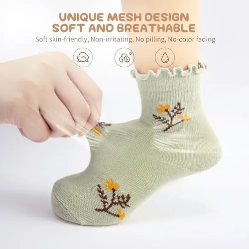 Aroveea Non Slip Grip Ankle Baby Socks 12 Pack for Toddler Boys and Girls Kids,Infant Cute Cotton Baby Socks - 7