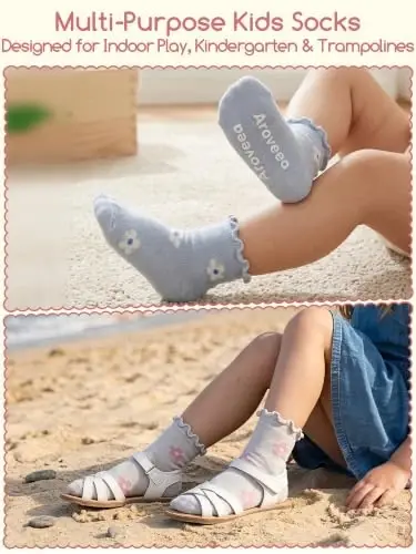 Aroveea Non Slip Grip Ankle Baby Socks 12 Pack for Toddler Boys and Girls Kids,Infant Cute Cotton Baby Socks - 5
