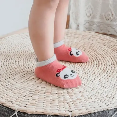 Aroveea Non Slip Grip Ankle Baby Socks 12 Pack for Toddler Boys and Girls Kids,Infant Cute Cotton Baby Socks - 2