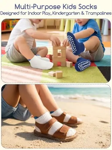 Aroveea Non Slip Grip Ankle Baby Socks 12 Pack for Toddler Boys and Girls Kids,Infant Cute Cotton Baby Socks - 5