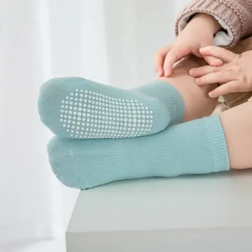 Aroveea Non Slip Grip Ankle Baby Socks 12 Pack for Toddler Boys and Girls Kids,Infant Cute Cotton Baby Socks - 2