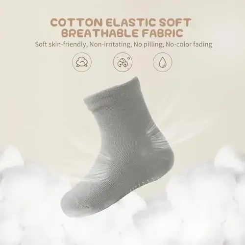Aroveea Non Slip Grip Ankle Baby Socks 12 Pack for Toddler Boys and Girls Kids,Infant Cute Cotton Baby Socks - 2