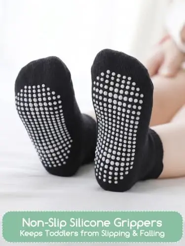 Aroveea Non Slip Grip Ankle Baby Socks 12 Pack for Toddler Boys and Girls Kids,Infant Cute Cotton Baby Socks - 2