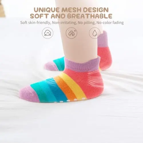 Aroveea Non Slip Grip Ankle Baby Socks 12 Pack for Toddler Boys and Girls Kids,Infant Cute Cotton Baby Socks - 2