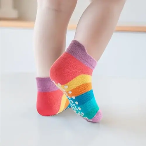 Aroveea Non Slip Grip Ankle Baby Socks 12 Pack for Toddler Boys and Girls Kids,Infant Cute Cotton Baby Socks - 5