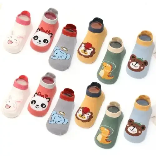 Aroveea Non Slip Grip Ankle Baby Socks 12 Pack for Toddler Boys and Girls Kids,Infant Cute Cotton Baby Socks - 2