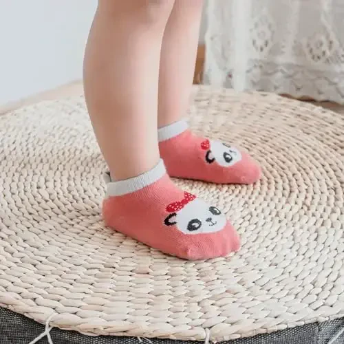 Aroveea Non Slip Grip Ankle Baby Socks 12 Pack for Toddler Boys and Girls Kids,Infant Cute Cotton Baby Socks - 6