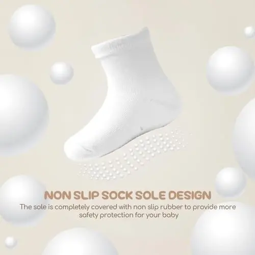 Aroveea Non Slip Grip Ankle Baby Socks 12 Pack for Toddler Boys and Girls Kids,Infant Cute Cotton Baby Socks - 4